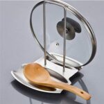 Stainless Steel Spoon Rest Pan Pot Cover Lid Stand Rack Storage Kitchen Tool