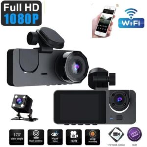 3-CHANNELS WIFI DASH CAM 1080P HD NIGHT VISION REVERSE CAMERA WITH PARKING MONITOR